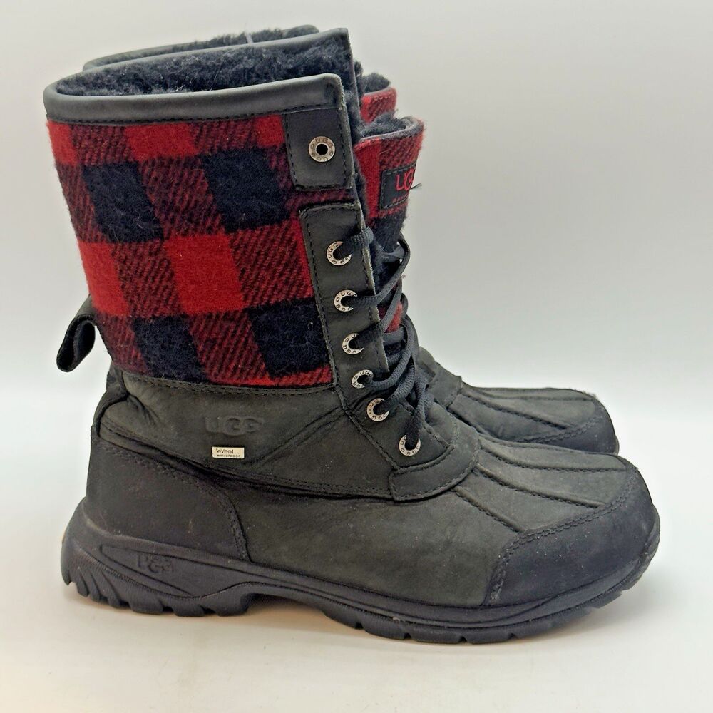 UGG Redwood Plaid Butte Boots Men's 9 Vibram Waterproof Winter Sherpa 1011699
